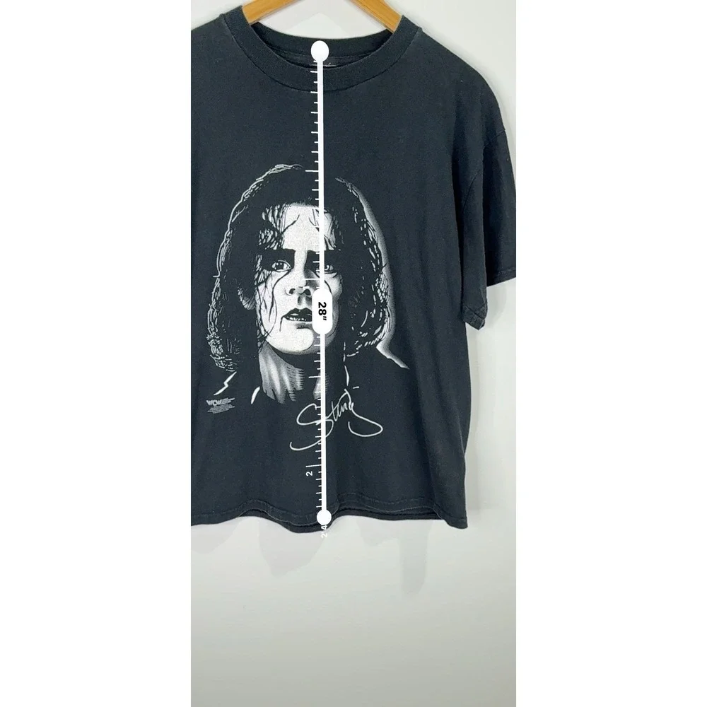 Vintage Men's WCW Sting 90's Black Short Sleeve T-shirt Graphic Size XL - Picture 11 of 14